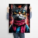 Hipsterski Kot Edzik - plakat A3 dla kociarzy