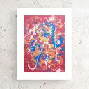 Abstrakcyjna grafika ręcznie malowana 30x40 cm z złotymi akcentami