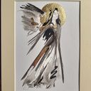Grafika „Anioł” w kremowym passe-partout 21x30 cm - gotowa do oprawienia