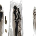 Grafika z cyklu "Jestem" - dyptyk malowany i złocony ręcznie o wymiarach 2 x (30cm x 40cm)