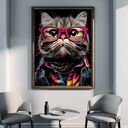 Hipsterski Kot Czesław - plakat A3 dla kociarzy (29,7 x 42 cm)