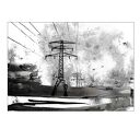 Pejzaże industrialne - grafika black ink art ręcznie malowana 30 x 21 cm