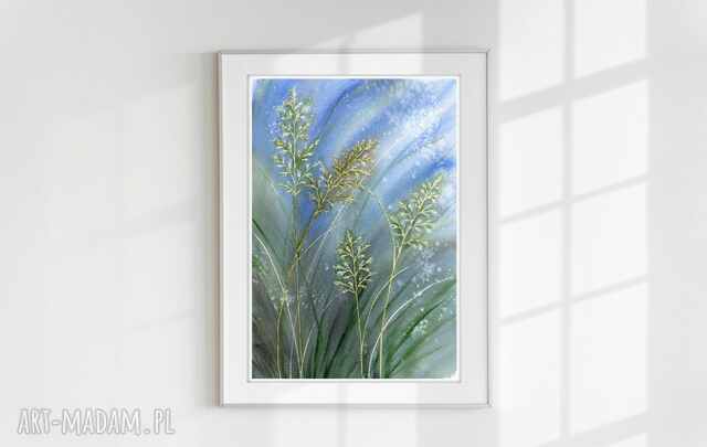 Oryginalna akwarela A4. Trawy