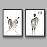 ART Krystyna Siwek modne grafika do sypialni abstrakcyjna, obraz romatyczny, minimalizm nowoczesna czarno biała