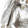 kobieta białe "ewa" grafika ręcznie malowana i złocona o wymiarach duże obrazy
