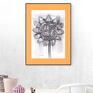 minimalistyczny rysunek do domu, nowoczesna grafika 30x40, oryginalny obraz malowany ręcznie słonecznik
