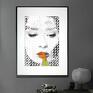 Grafika w ramie Orange black Audrey - podarek nowoczesne hepburn