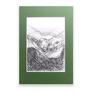 z pejzażem górskim, biało czarny szkic z górami, góry obrazek, skandynawski minmalizm nowoczesne obrazy