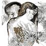 z cyklu "Ona i On" malowana i złocna ręcznie o wymiarach 100cm x 70cm - duże kobieta