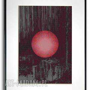 grafika w ramie czerwony księżyc 30x40 ღ art-Madam.pl