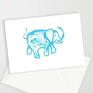 Komplet 20 karnetów okolicznościowych z niebieskim słonikiem. Zastosowanie: kartki, zaproszenia, podziękowania, vouchery itp