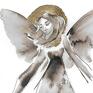 ajan art frapujące anioł autorska grafika ręcznie malowana i złocona. Praca wykonana chrzest ślub