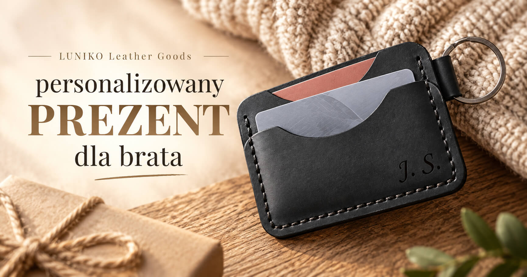 ręcznie szyty personalizowany portfel dla brata