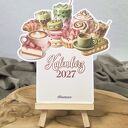 Kalendarz biurkowy 2027 z motywem kawy i słodkości
