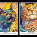 Kalendarz 2026 Koty Rudolf i Luna 15x21 cm - 12 luźnych grafik