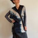 Kamizelka z wełny merino czerń ecru - oversize handmade