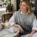 Kamizelka w odcieniach szarości, moherowy bezrękawnik