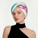 Turban boho szyty z różnych kawałków materiału, niezwykle ciekawy, miły, miękki