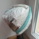 Turban boho z koronką, szyty z różnych materiałów - unikalny egzemplarz