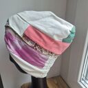 Turban boho z koronką, szyty z różnych materiałów - unikalny egzemplarz