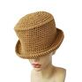szydełkowy kapelusz typu cylinder z surowej bawełny na lato
