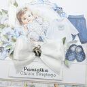 Ręcznie robiona kartka na Chrzest Święty w pudełku dla chłopca (14x14) - scrapbooking 3D