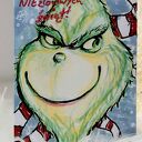 Ręcznie robiona kartka święteczna Grinch, zabawne życzenia