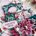 Kartka świąteczna Magicznych Świąt z koronką i kwiatkami