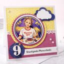 Ręcznie robiona kartka urodzinowa dla dziewczynki w stylu scrapbooking 15x15