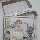 Pamiątka Chrztu Świętego dla chłopca - kartka handmade 3D w pudełku 14x14