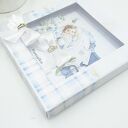 Ręcznie robiona kartka na Chrzest Święty w pudełku dla chłopca (14x14) - scrapbooking 3D