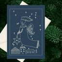 Kartka świąteczna A5 „Anioł z gwiazdą” granatowa, autorska ilustracja anioła nad
