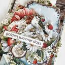 Kartka Golden Summer Days - ręcznie robiona z koronką i kwiatami