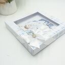Ręcznie robiona kartka na Chrzest Święty w pudełku dla chłopca (14x14) - scrapbooking 3D