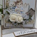 Pamiątka Chrztu Świętego dla chłopca - kartka handmade 3D w pudełku 14x14