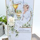 Kartka komunijna ręcznie robiona - z pudełkiem dla chłopca (scrapbooking 3D)