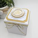 Exploding box Komunia Święta biało-złoty z kielichem IHS - pamiątka handmade