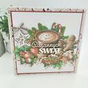 Kartka świąteczna „Rodzinnych Świąt” z zimową kompozycją - handmade