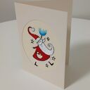 Ręcznie haftowana kartka z Mikołajem