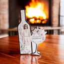 Kartka urodzinowa, butelka wina z kieliszkiem, w pudełku z okienkiem