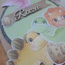 Kartka na roczek dla chłopca Dinozaury - rękodzieło w formie ogrodniczek