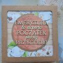 Wyjątkowa kartka na emeryturę dla kobiety w pudełku kraft