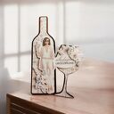 Kartka urodzinowa, butelka wina z kieliszkiem, w pudełku z okienkiem