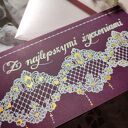 Ręcznie malowana kartka pamiątka na Chrzest i Komunię - perłoworóżowa koperta