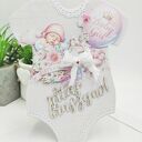 Kartka okolicznościowa „Witaj Kruszyno!” w kształcie body dla dziewczynki (scrapbooking)