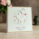 Personalizowana kartka na chrzest w ozdobnej kopercie 14x14 cm biel i perłowe złoto