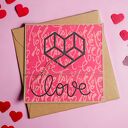 LOVE: kartka walentynkowa ślubna, miłosna: koralowa czerwień