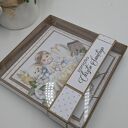 Pamiątka Chrztu Świętego dla chłopca - kartka handmade 3D w pudełku 14x14