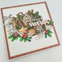 Kartka świąteczna z pierniczkami i napisem „Rodzinnych Świąt” - handmade