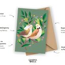 Kartka ślubna z ilustracją zakochanych ptaszków